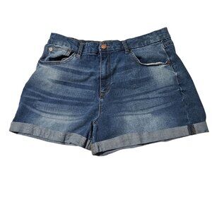 Nobo Jean Shorts Womens Size 17 High Rise Medium Wash Denim Cuffed Juniors